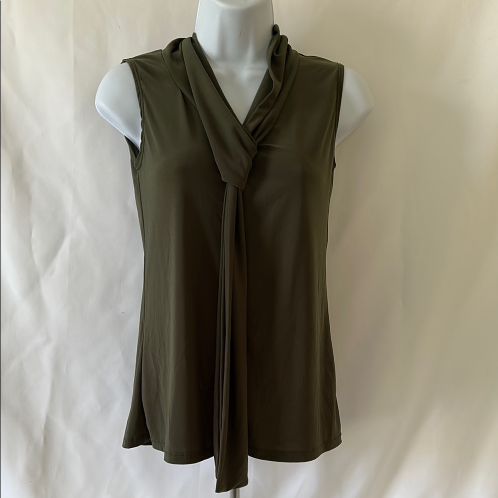 Prospect Blvd Women’s Size Medium Olive Sleeveless Women's Blouse Scarf Tie Top